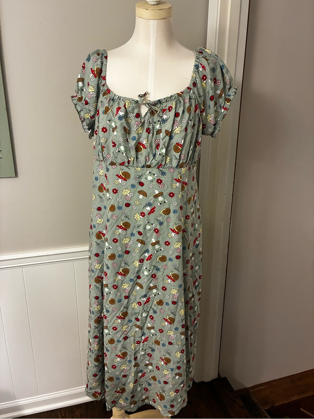 Sweet Society Sage Green Cute Critter MIDI Dress